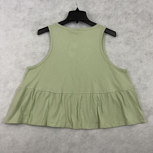 Buffalo David Bitton Babydoll Top Womens Large Green Peplum Tank MSRP $39 - Picture 8 of 14